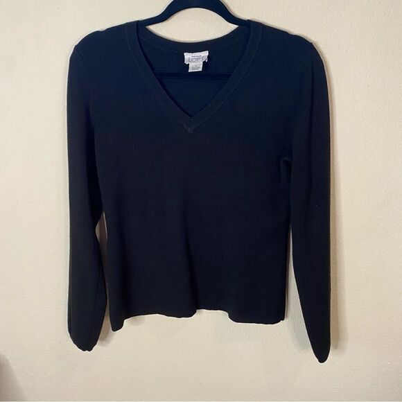 Loft Black V-Neck Top Sz M - Picture 5 of 5